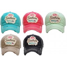 HITW  Vintage Distressed Ball Cap Hat Ladies Styles "HOT SOUTHERN MESS"  eb-73128565